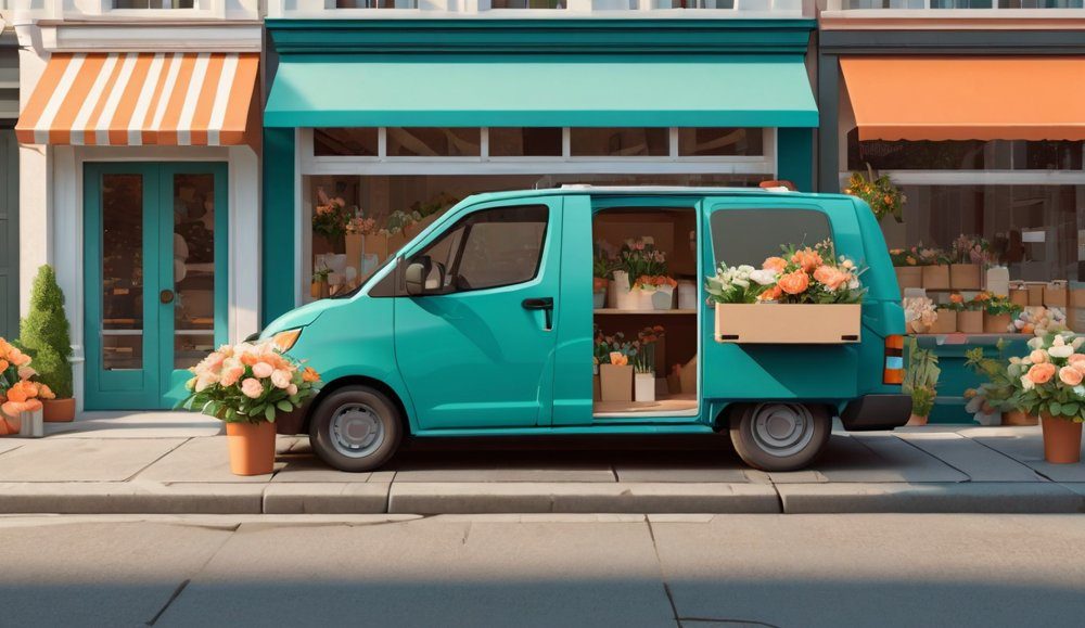 Florist preparing bouquets for local delivery